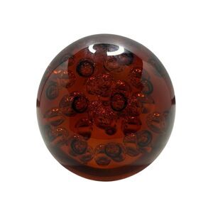 XL VINTAGE MURANO ART GLASS BROWN PAPERWEIGHT FORCED BUBBLES 1960s Dark Amber